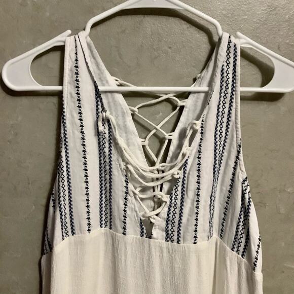 HUMMINGBIRD White Black Floral Boho Tie Blouse Size Small - Picture 3 of 10